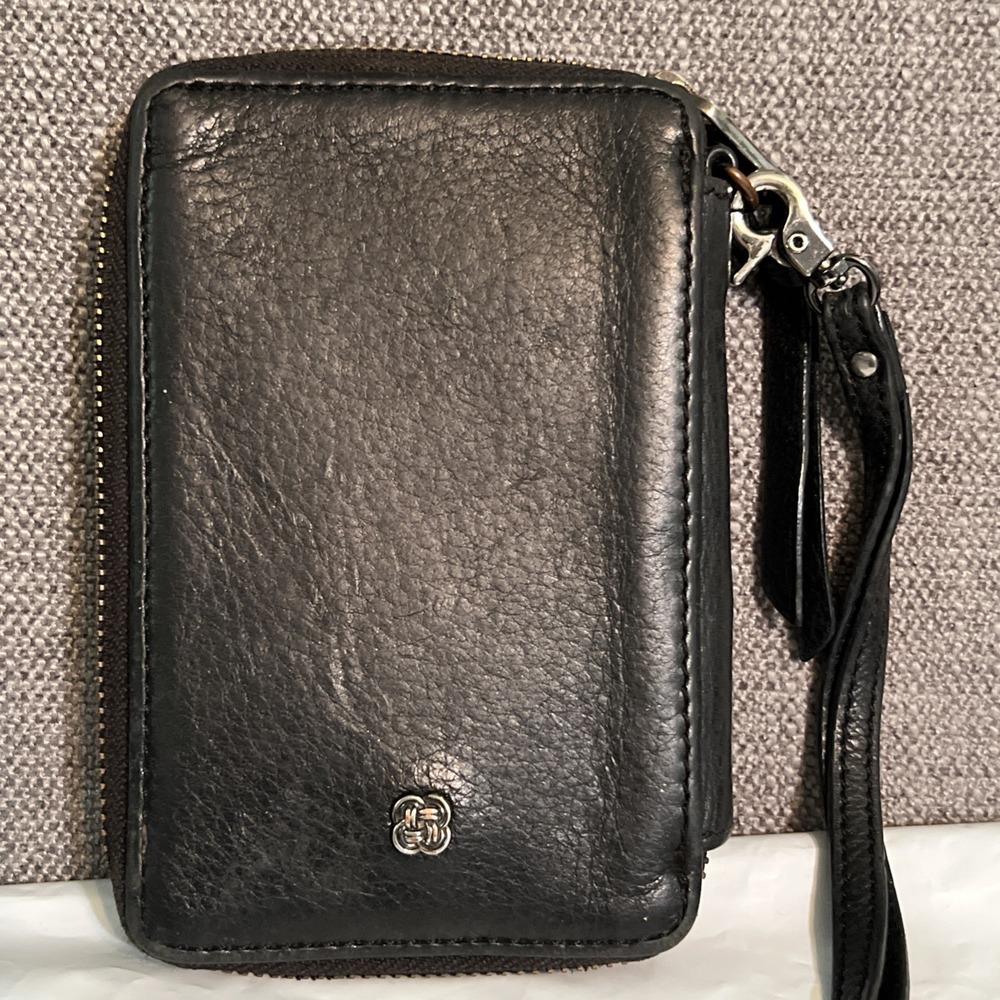 Elliott Lucca Zip Around Leather Wristlet Hand Painted Peacock Feather - Picture 3 of 16